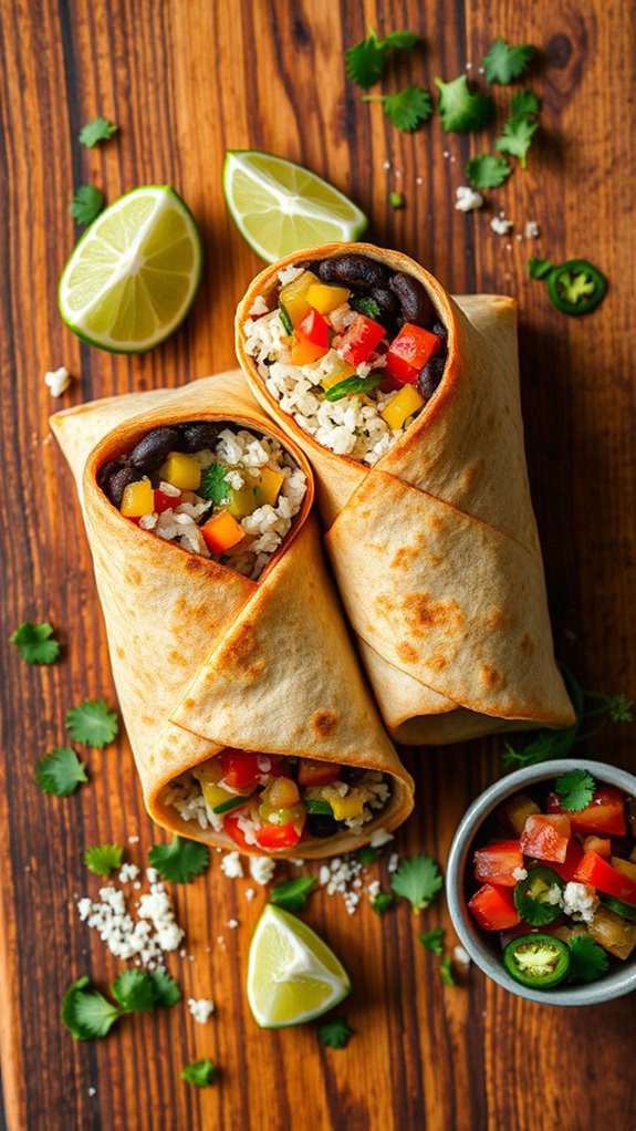 rice and beans wrapped