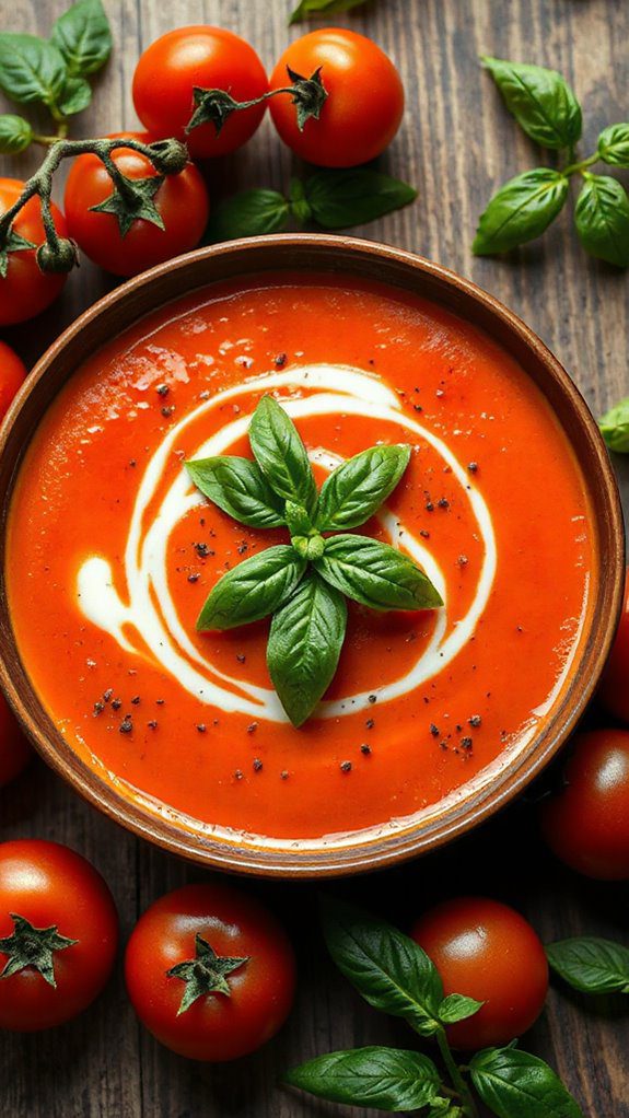 rich basil infused tomato soup