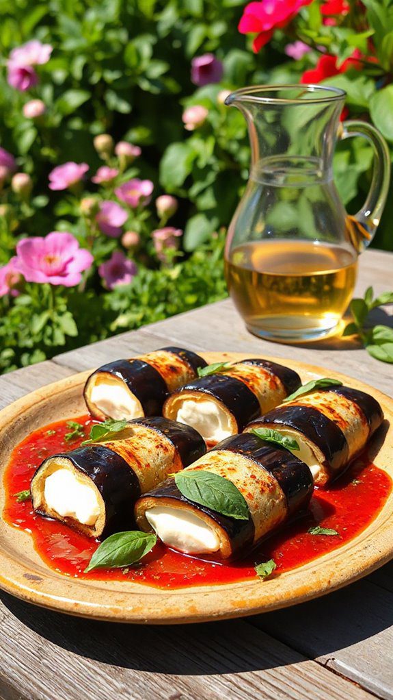 ricotta filled eggplant rolls