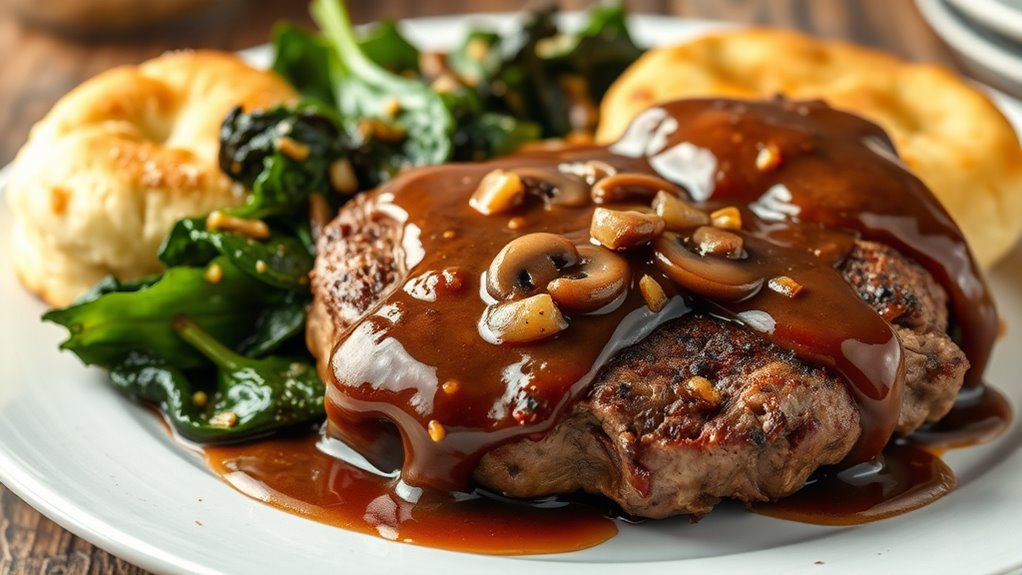 salisbury steak with greens