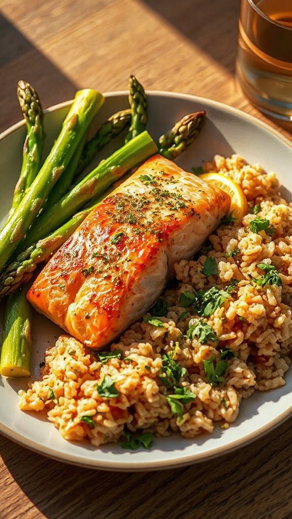 salmon asparagus brown rice