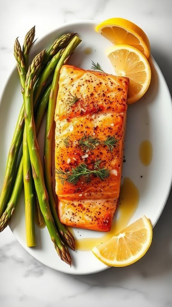 salmon asparagus dill dish