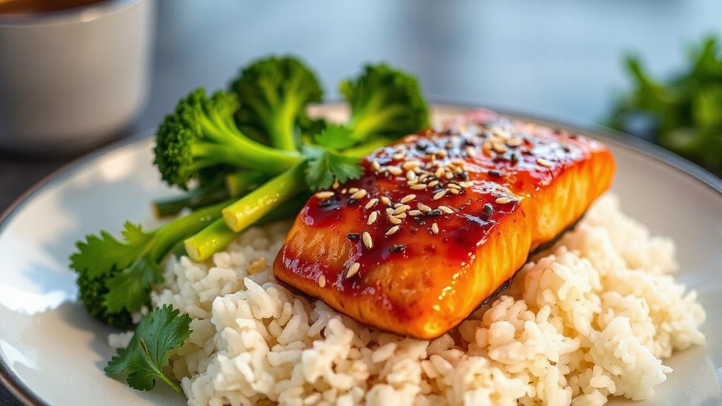 salmon cooked in teriyaki
