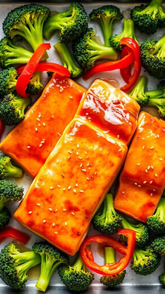 salmon glazed with broccoli salmon glazed with broccoli