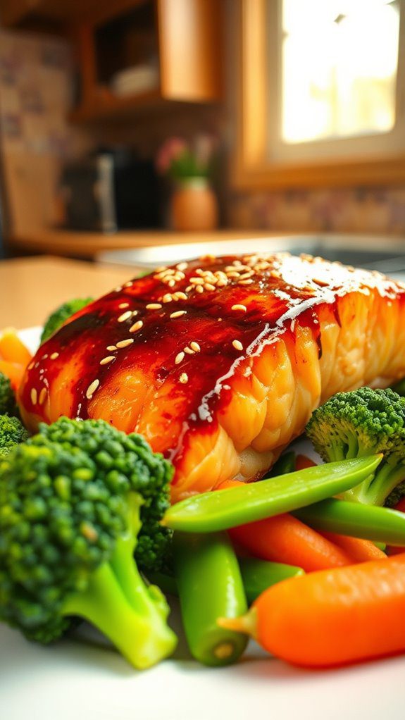 salmon teriyaki with veggies salmon teriyaki with veggies