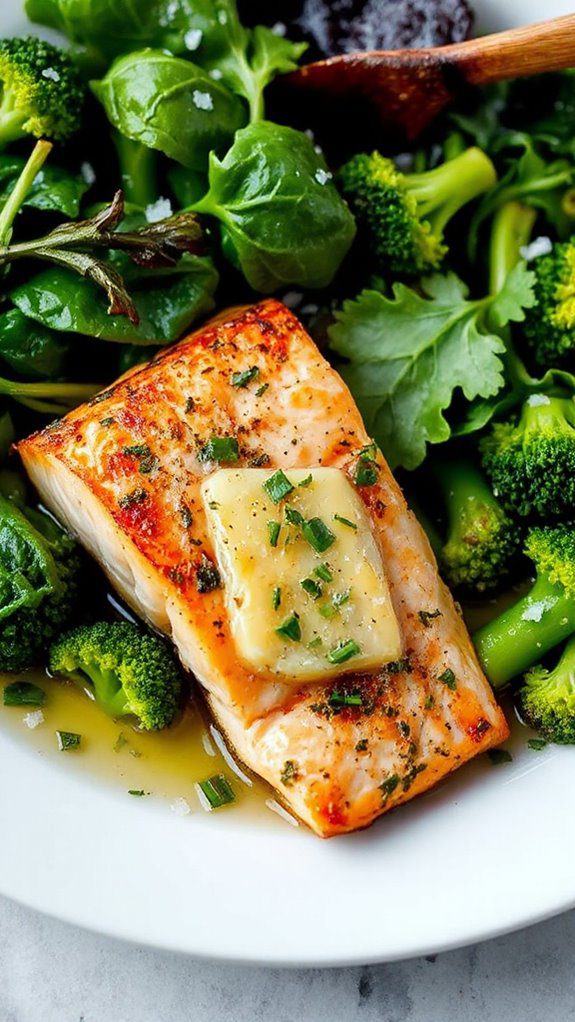 salmon topped with herb butter salmon topped with herb butter