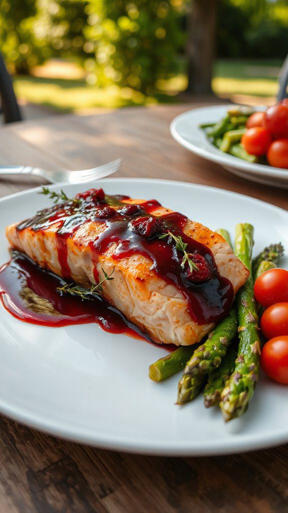 salmon with raspberry glaze salmon with raspberry glaze