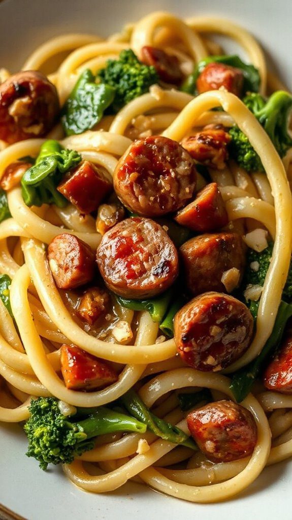sausage broccoli rabe fettuccine