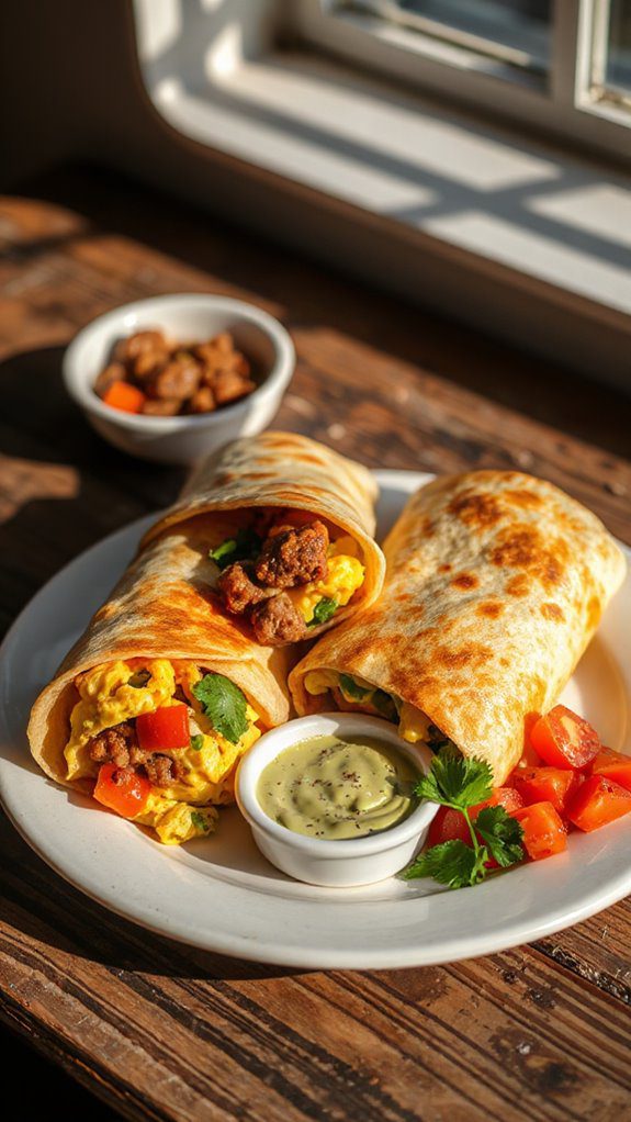 sausage egg breakfast burritos