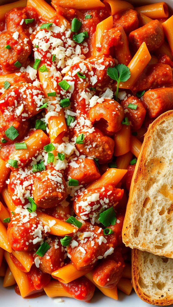 sausage filled baked ziti dish sausage filled baked ziti dish