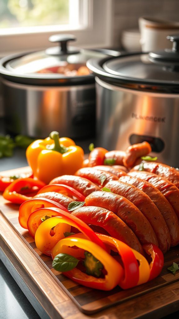 sausages and bell peppers