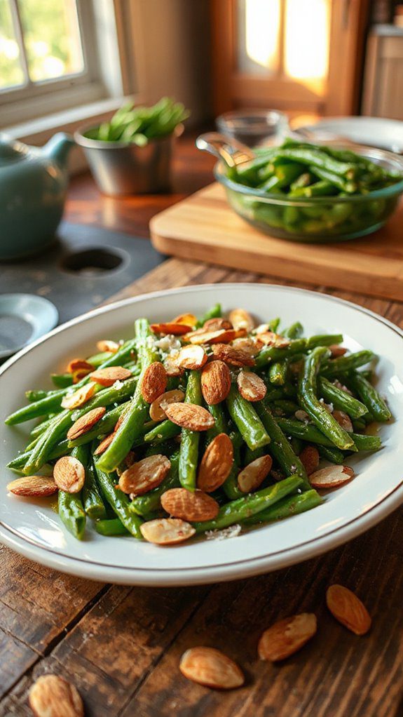 saut ed green beans with almonds