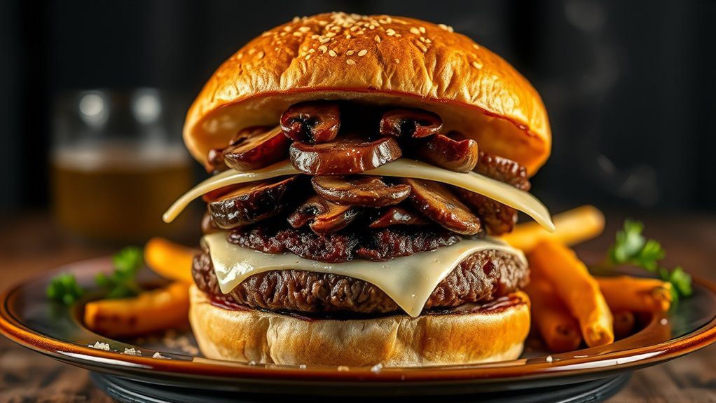 saut ed mushroom swiss burger