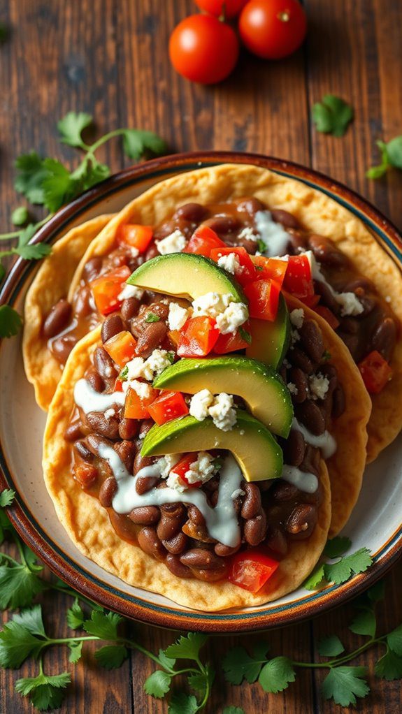 savory bean topped sopes