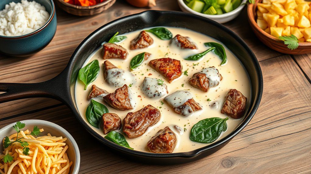 savory beef spinach dish savory beef spinach dish