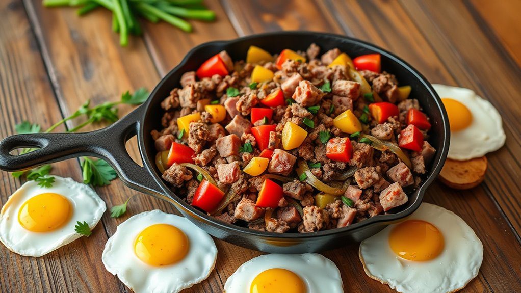 savory breakfast with ham