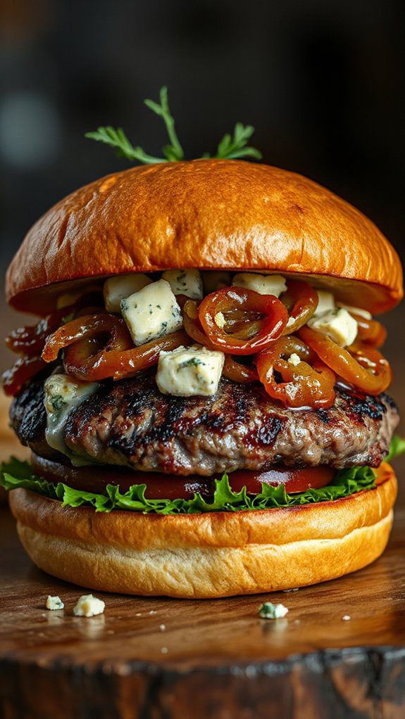 savory burger with toppings savory burger with toppings