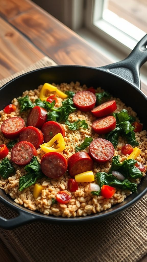 savory oat sausage casserole