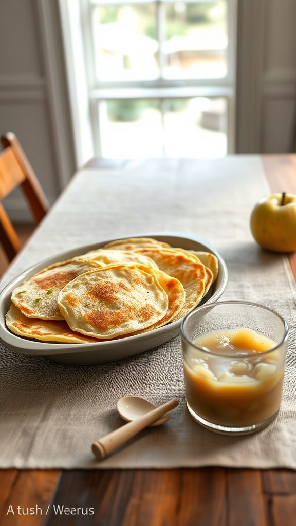 savory pancakes with applesauce