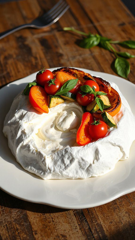 savory pavlova with vegetables