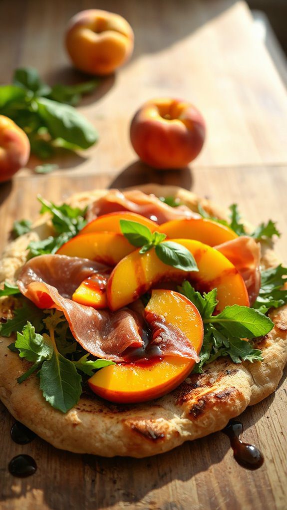 savory peach prosciutto flatbread