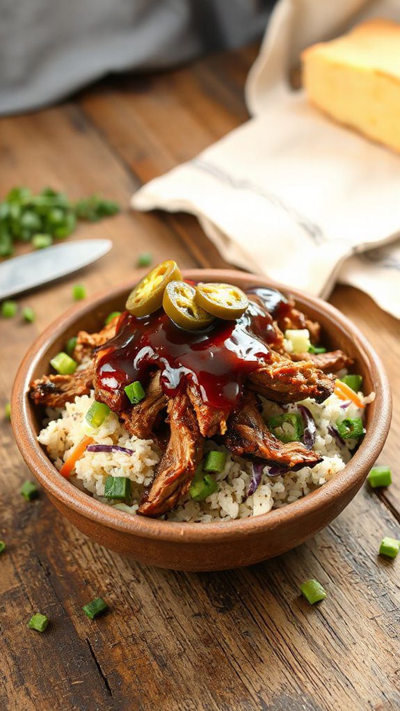 savory pork over rice