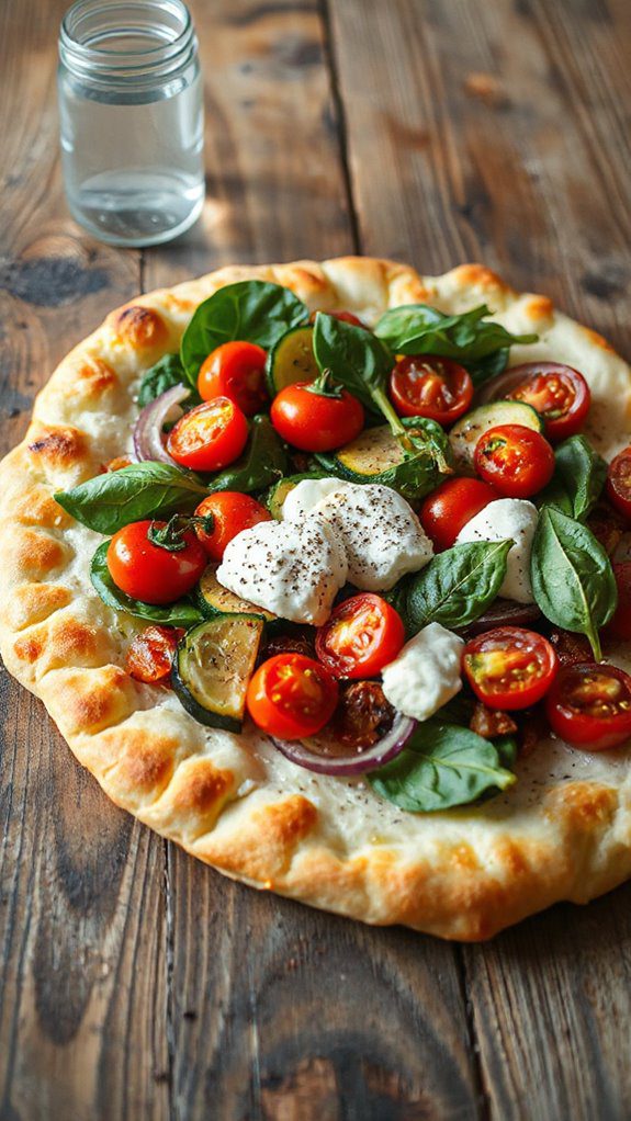 savory roasted vegetable flatbread