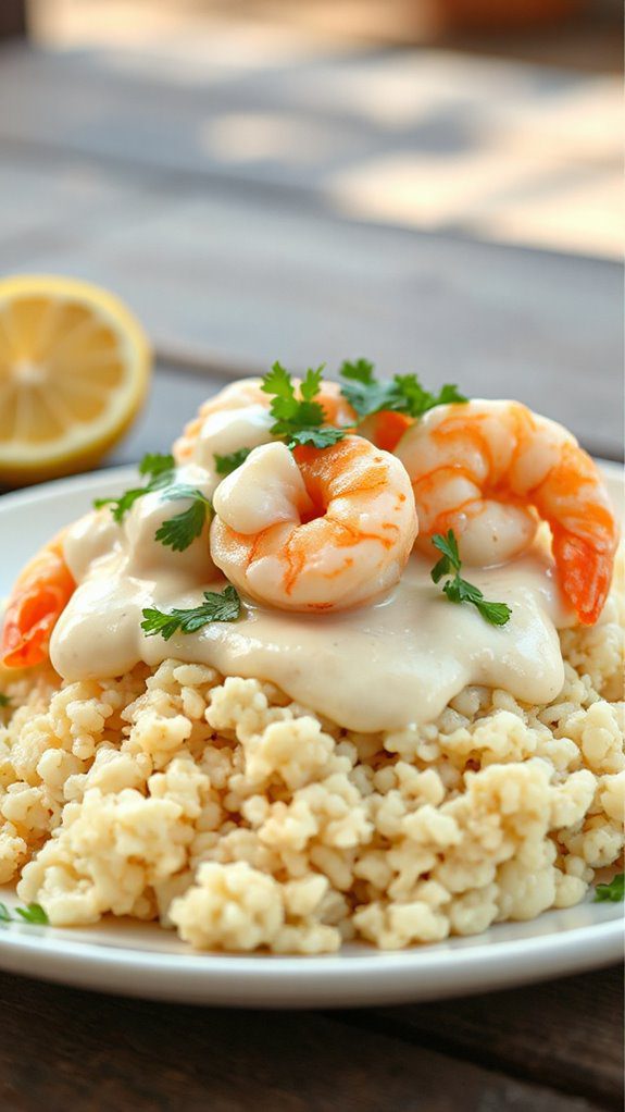 shrimp alfredo with cauliflower