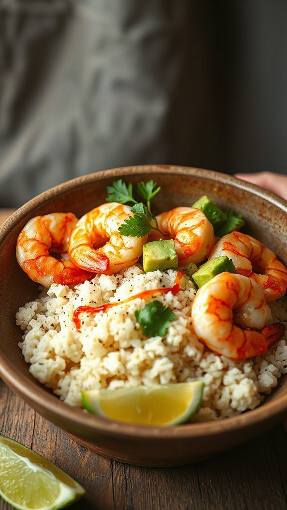 shrimp avocado rice bowl