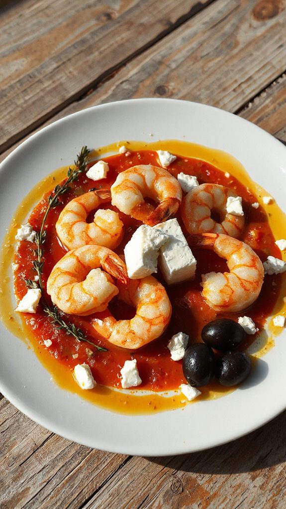 shrimp dish with feta