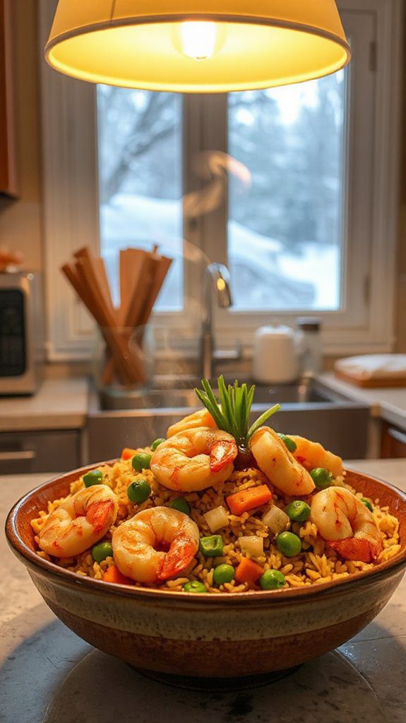 shrimp infused fried rice dish