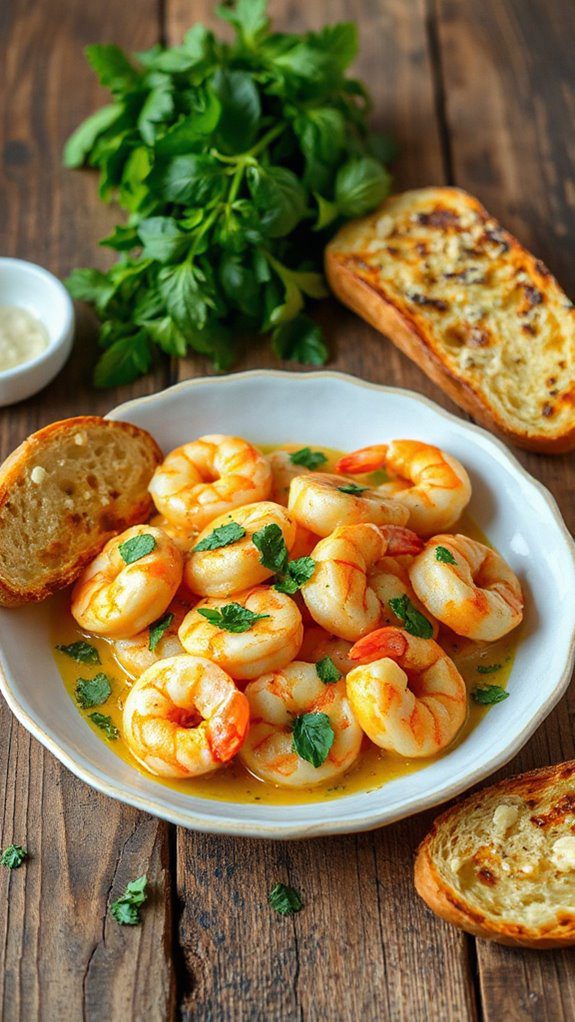 shrimp scampi and garlic bread
