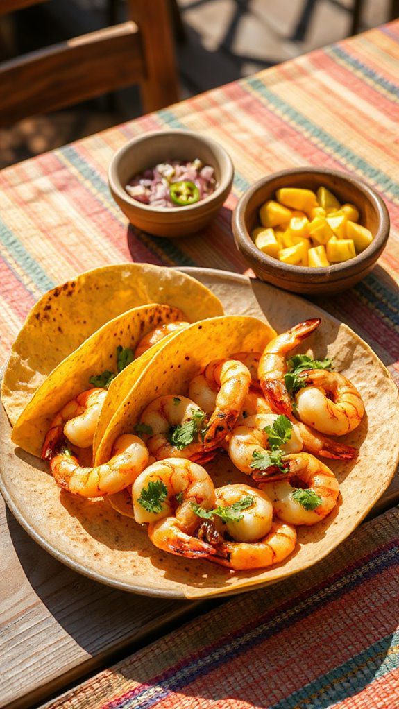shrimp tacos with salsa