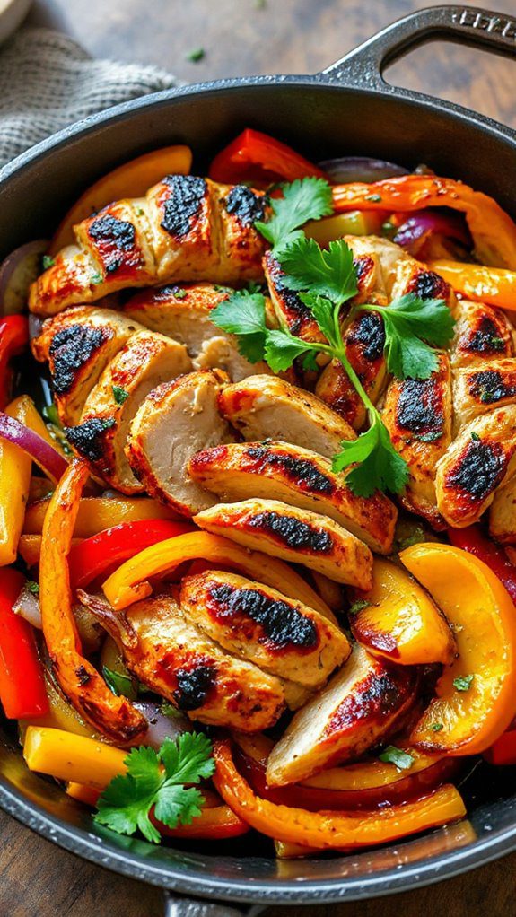 sizzling chicken and vegetables