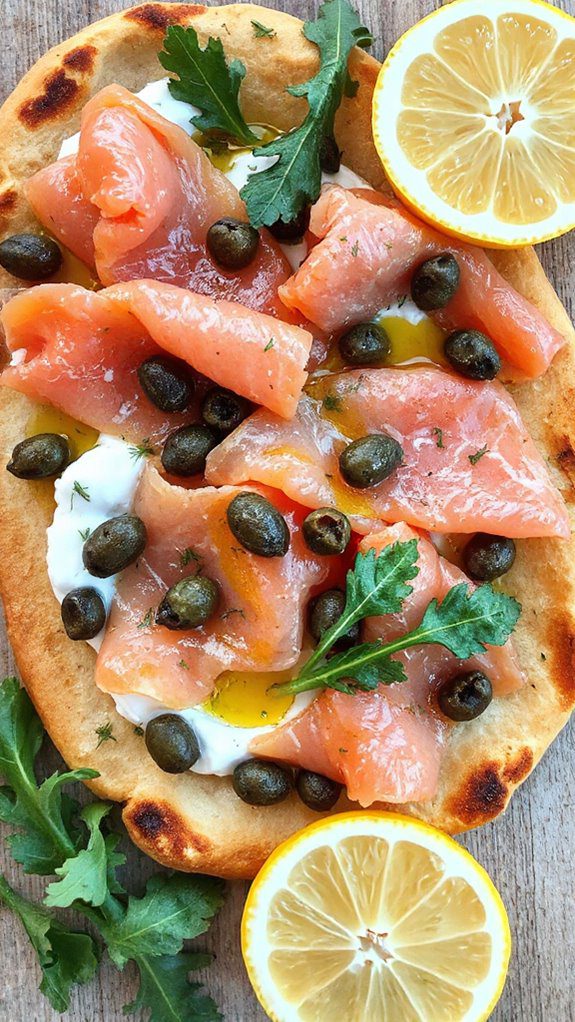 smoked salmon cream cheese flatbread