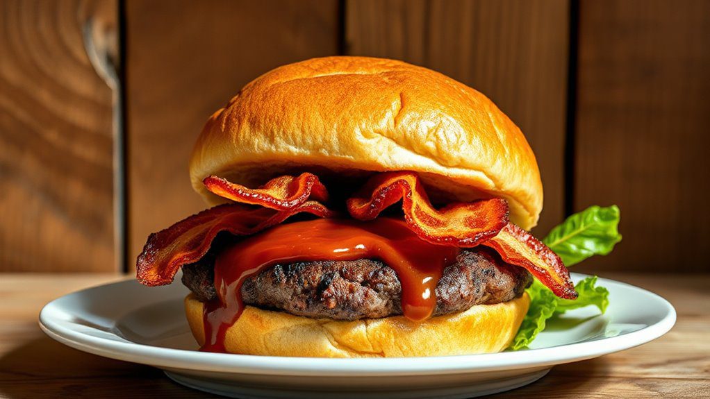smoky bacon topped burger smoky bacon topped burger