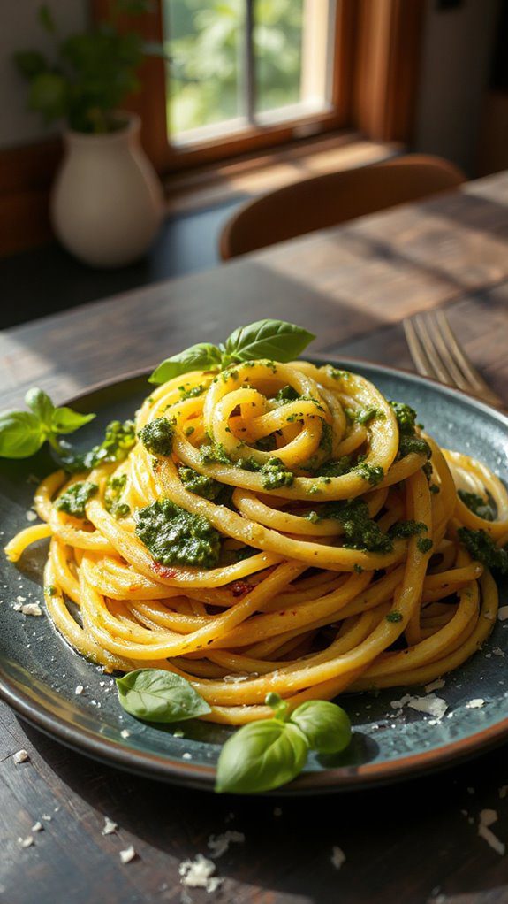 spaghetti squash topped with pesto spaghetti squash topped with pesto