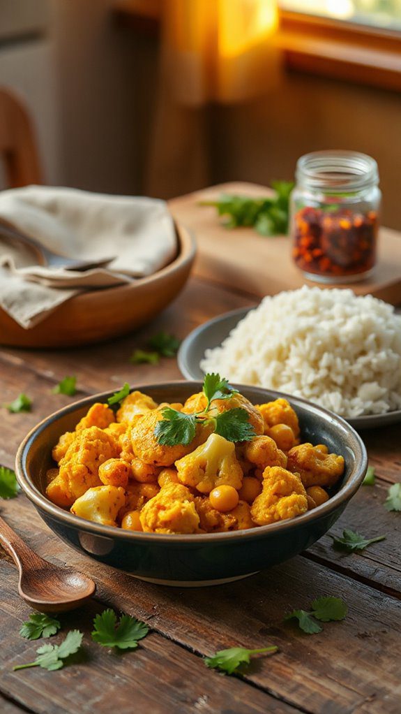 spiced cauliflower and chickpeas