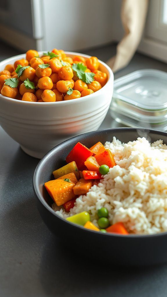 spiced chickpeas served with rice spiced chickpeas served with rice