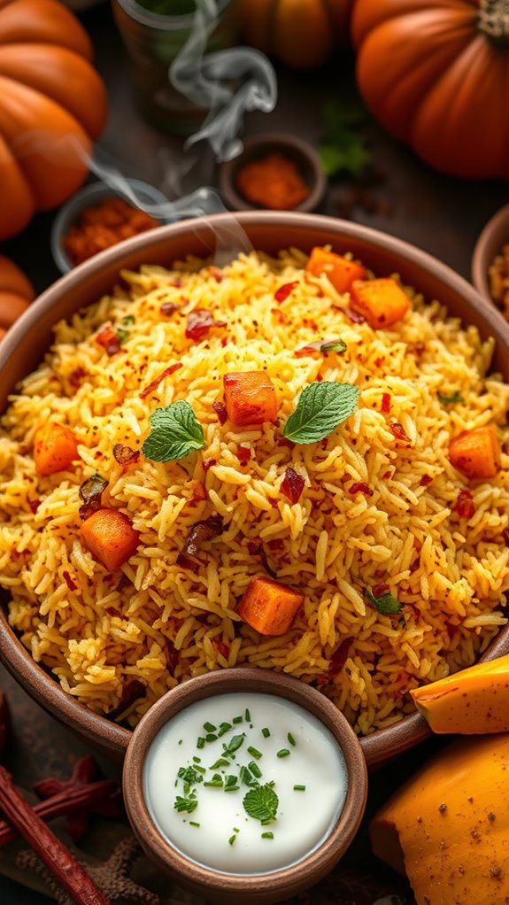 spiced pumpkin biryani dish