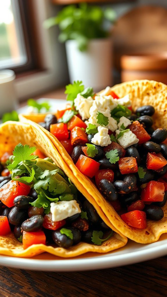 spicy black bean tacos