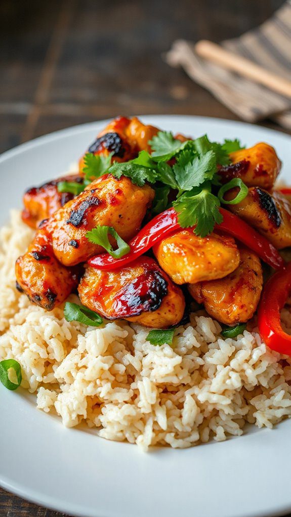 spicy chicken served with rice
