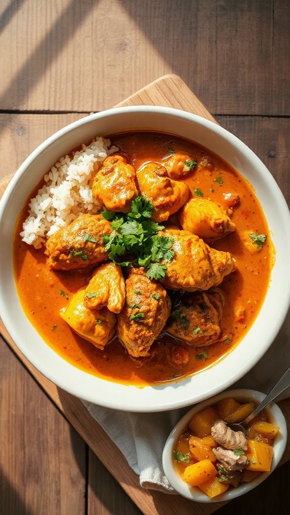 spicy chicken served with rice