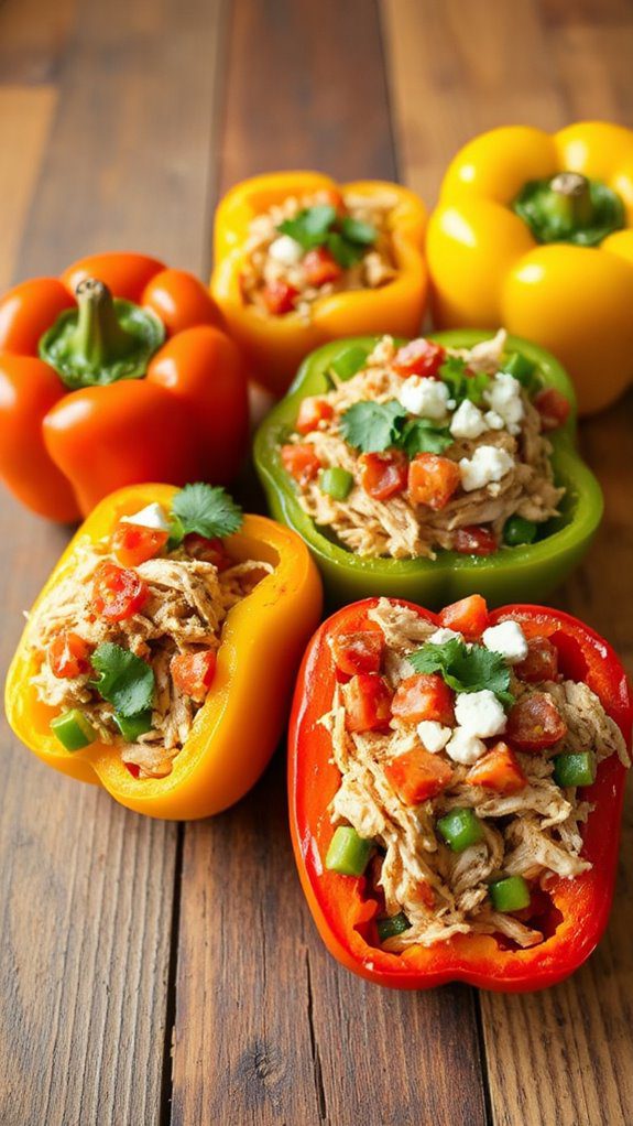 spicy chicken stuffed peppers spicy chicken stuffed peppers