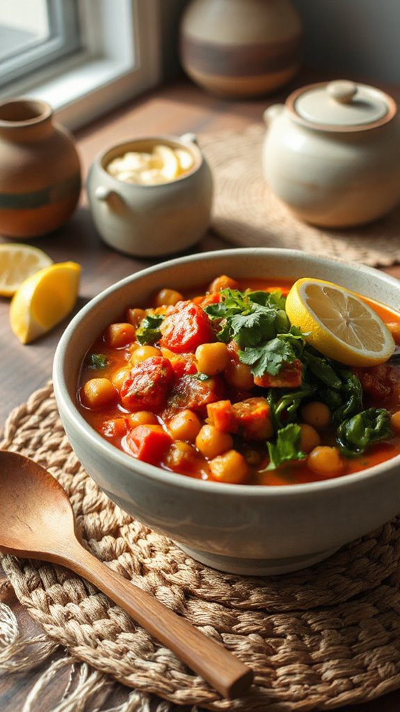 spicy chickpea spinach stew