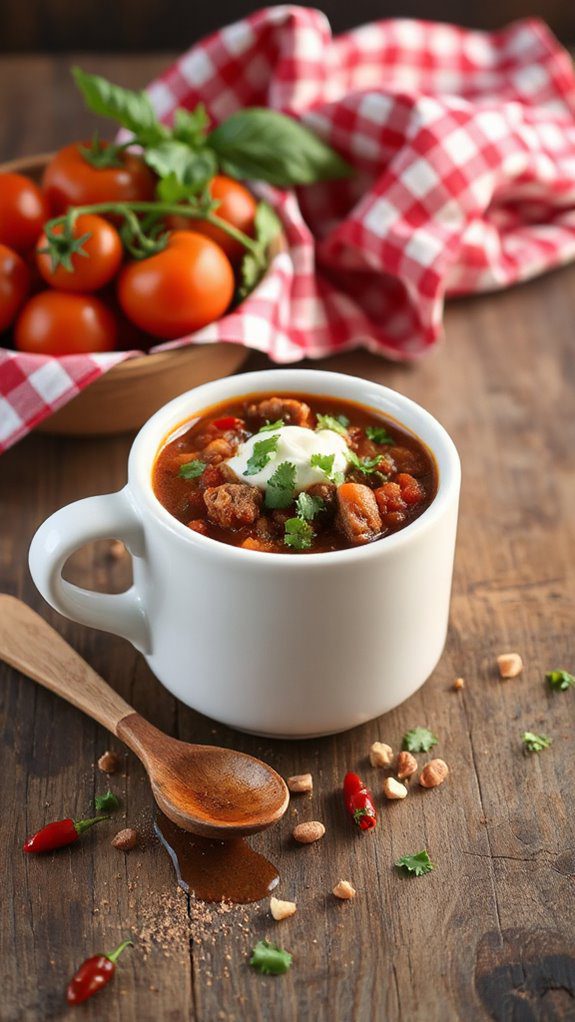 spicy chili in mug