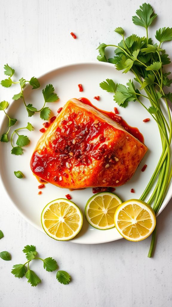 spicy glazed salmon dish spicy glazed salmon dish