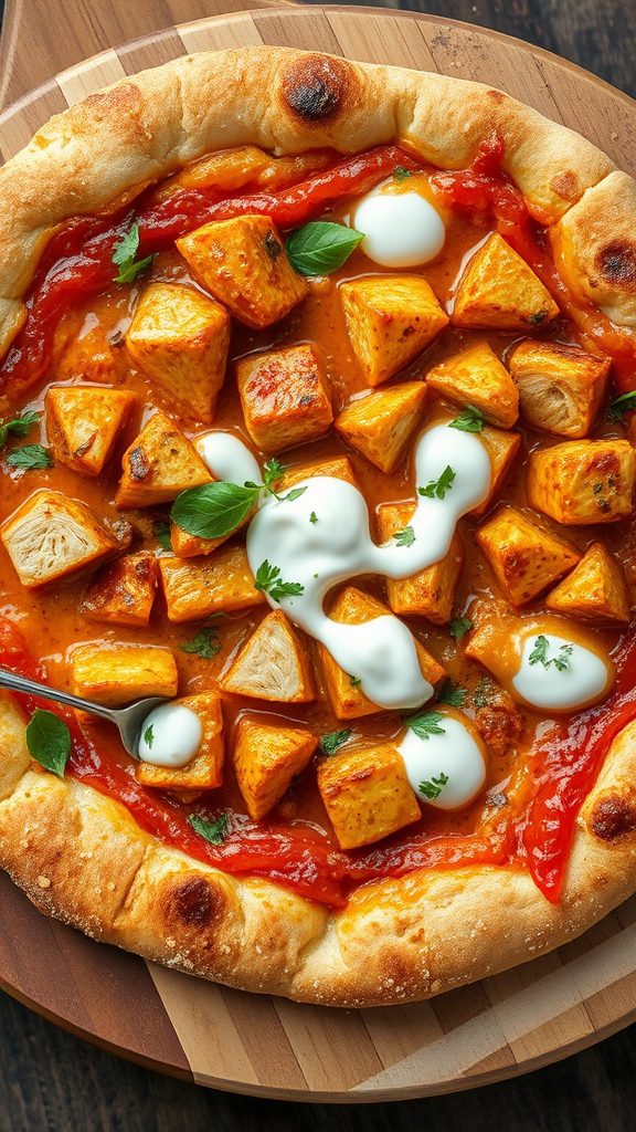 spicy indian inspired pizza dish