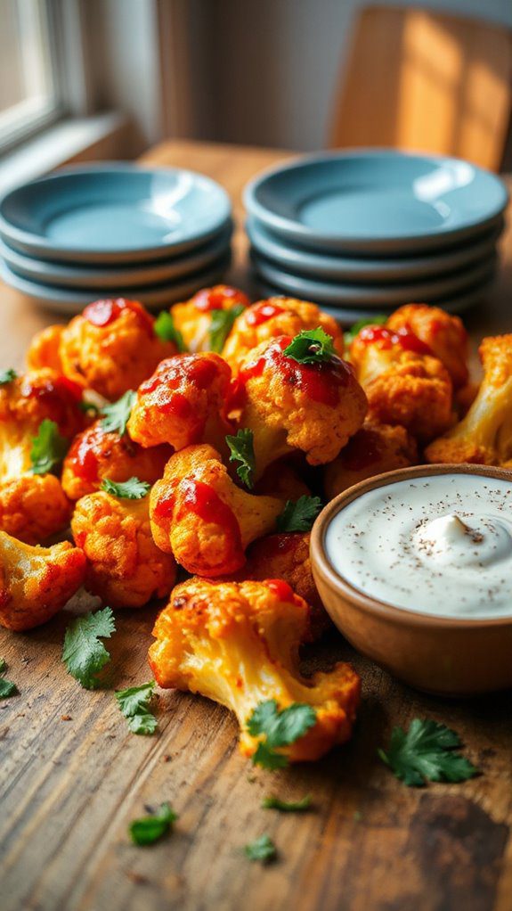 spicy roasted cauliflower bites