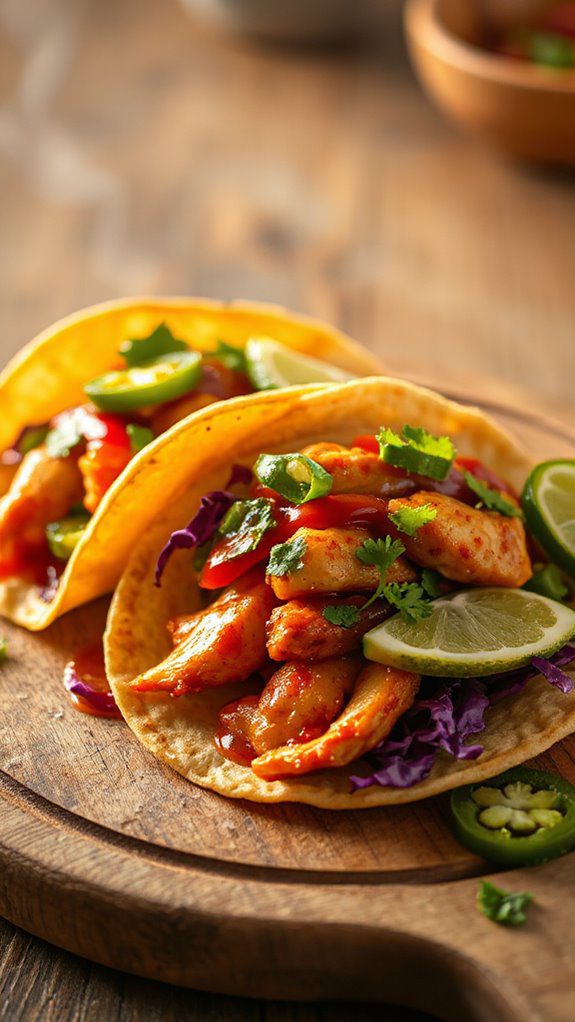 spicy thai chicken tacos
